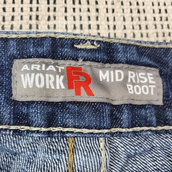 Ariat FR Work Mid Rise Bootcut Jeans Womens 29S Blue Medium Wash Denim - Picture 3 of 11